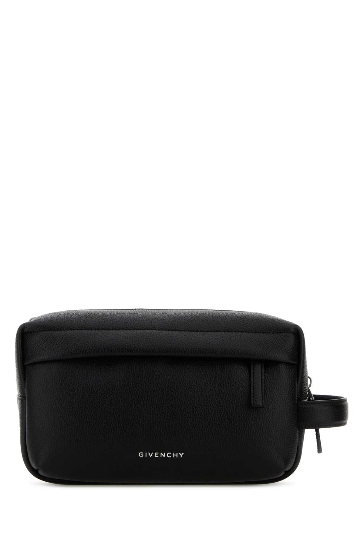 Black Leather U Backpack Beauty Case