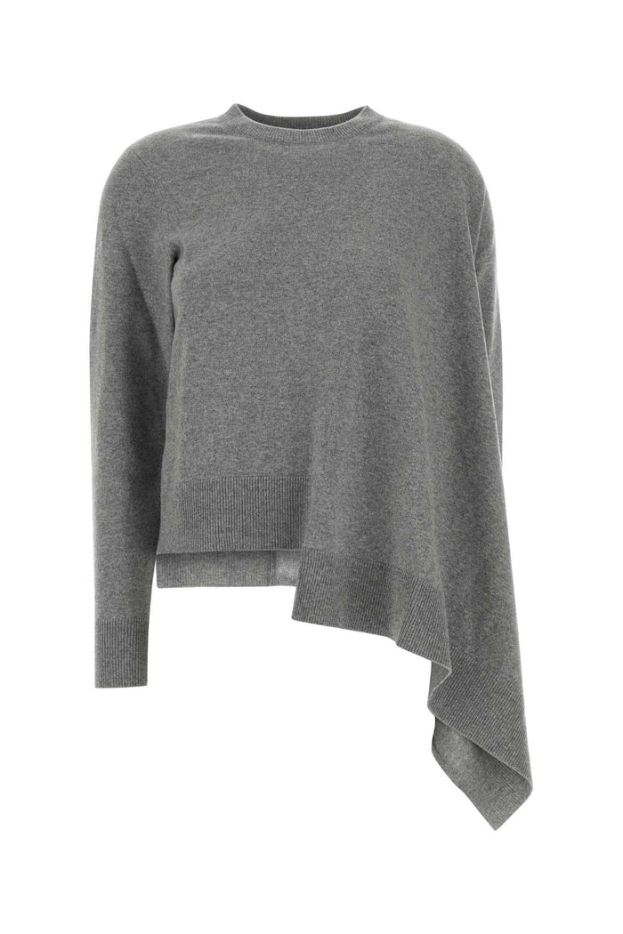 Grey Cashmere Blend Sweater Palegreymelange Asymmet Crwnk Jumper Maglieria