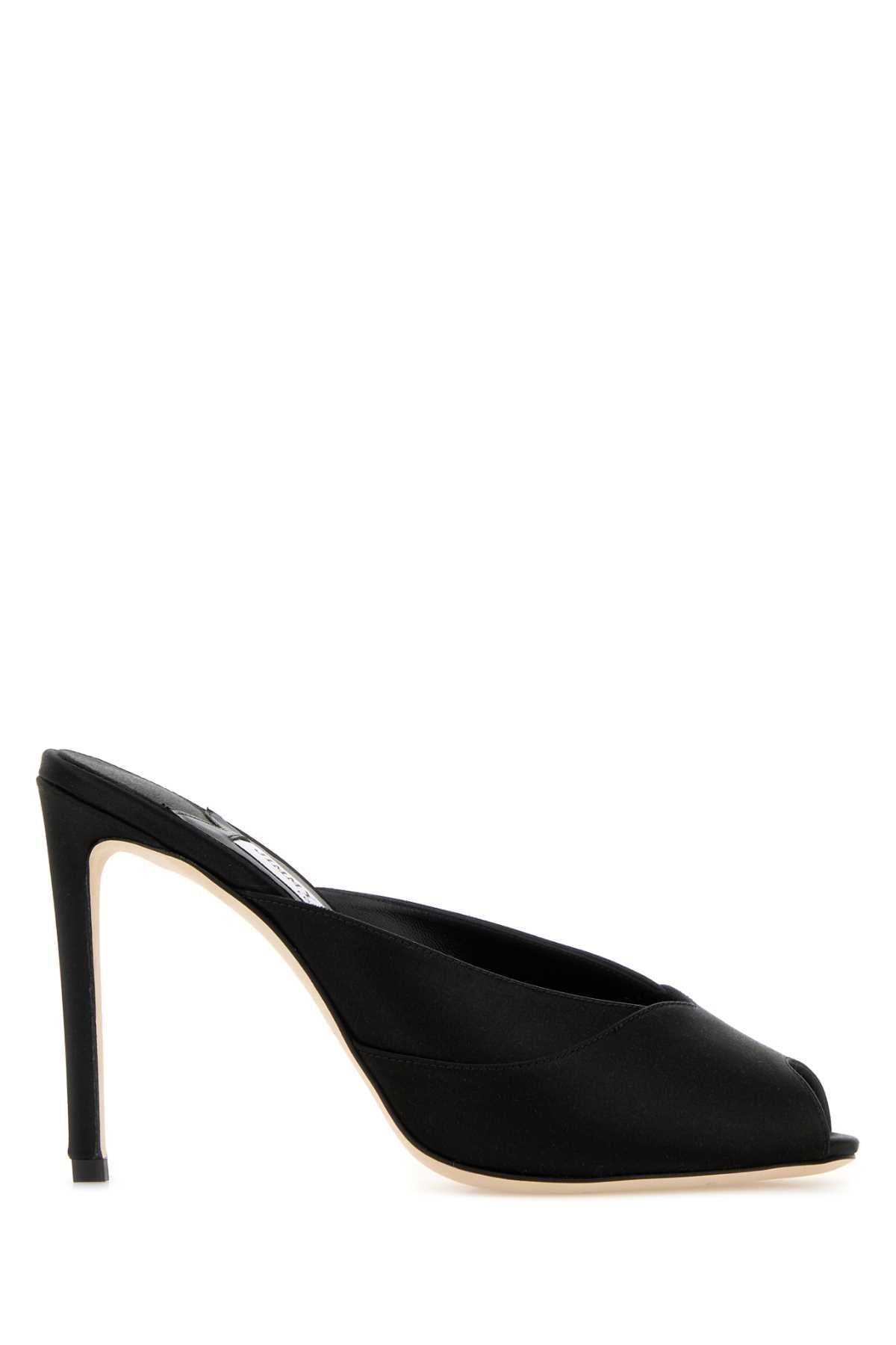 Black Satin Brigitte Mules Sandali