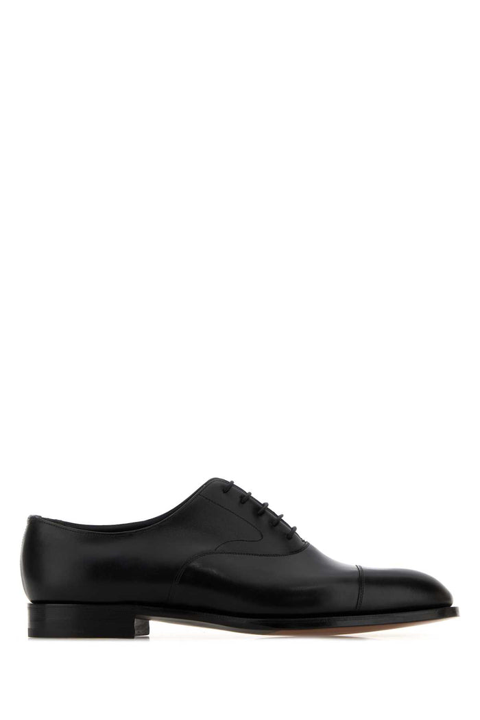 Black Leather Chelsea Lace-Up Shoes 202 Scarpe Stringate