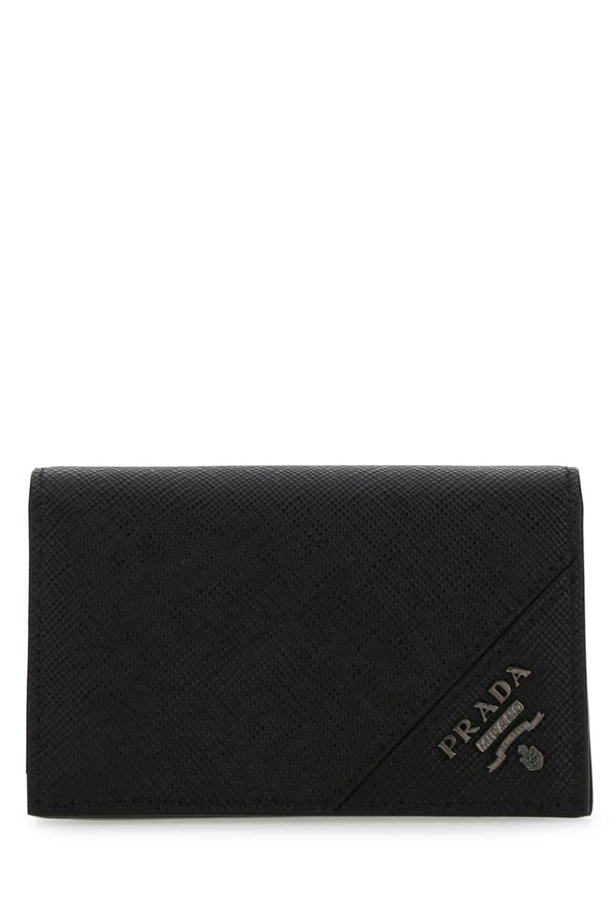 Black Leather Card Holder F0002 Vitello Portafogli