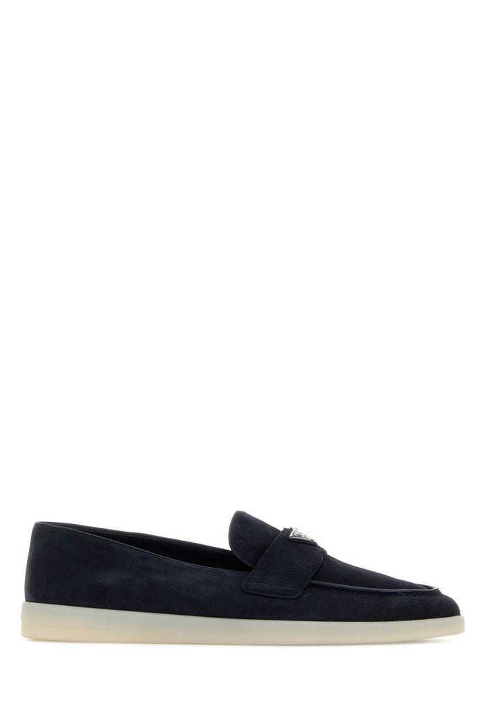Navy Blue Suede Loafers Bleu Mocassini