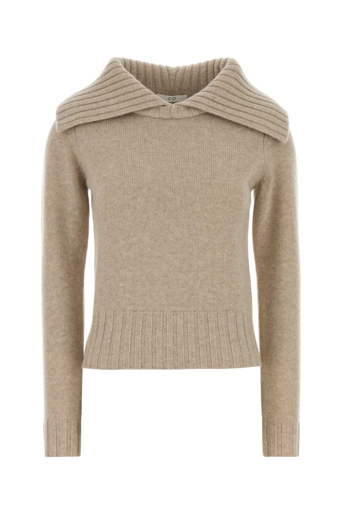 Beige Cashmere Sweater Beigemelange Exterior: Maglieria