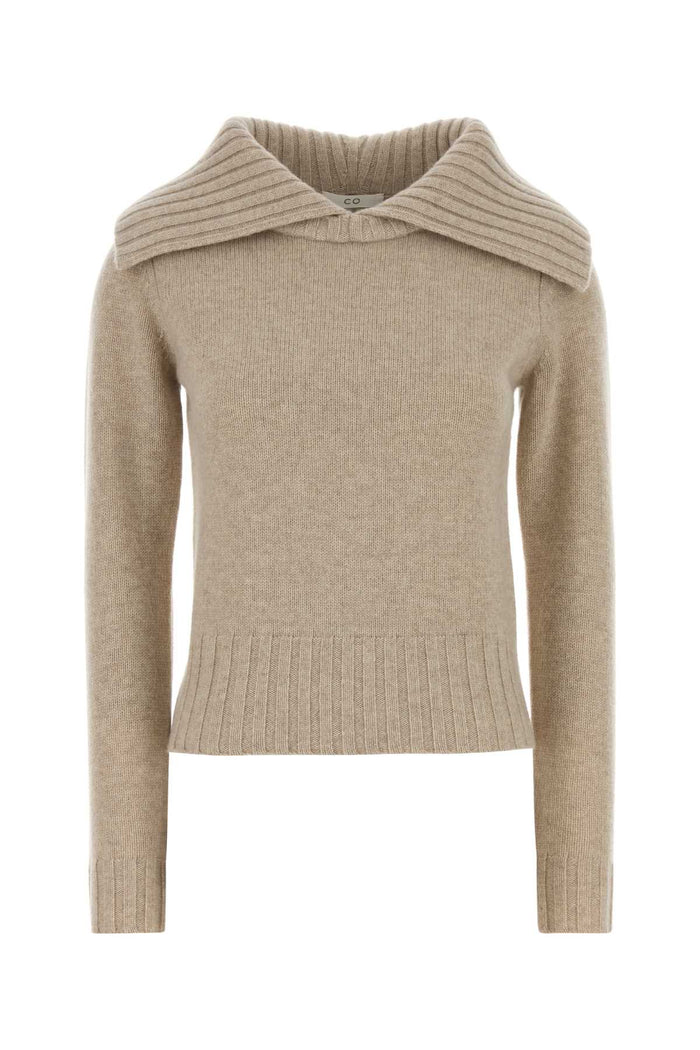 Beige Cashmere Sweater Beigemelange Exterior: Maglieria