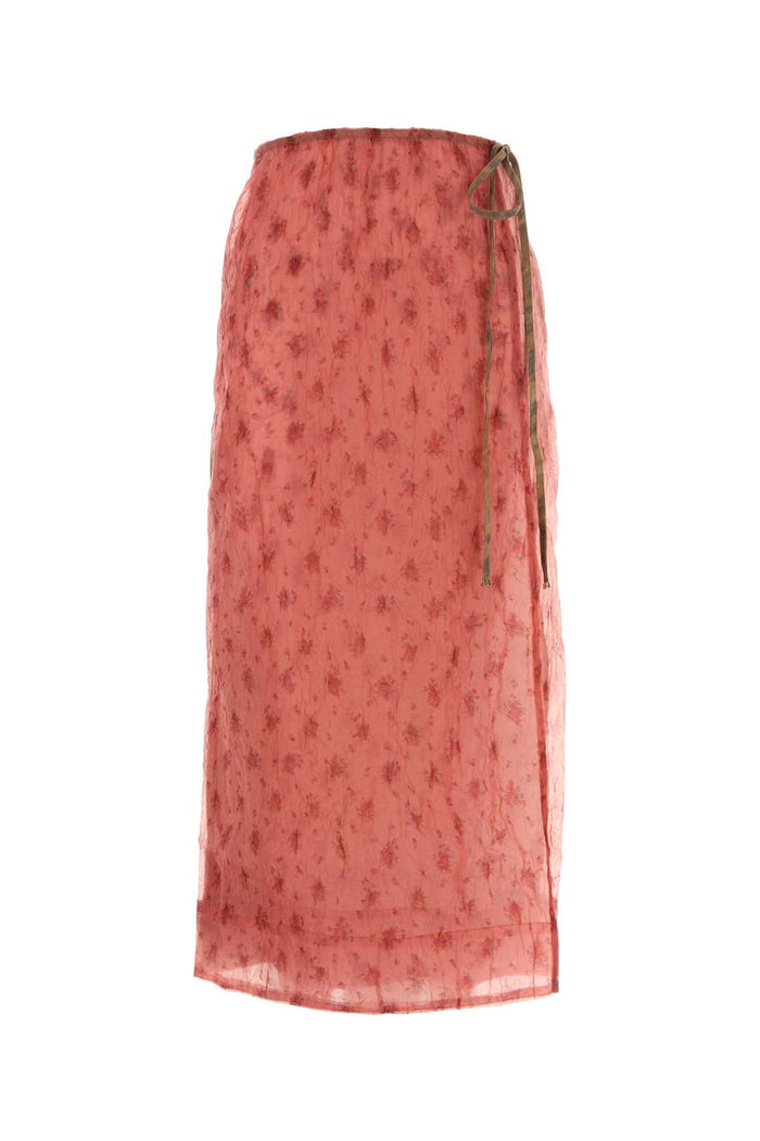 Printed Organza And Stretch Cotton Skirt Lantana Gonne