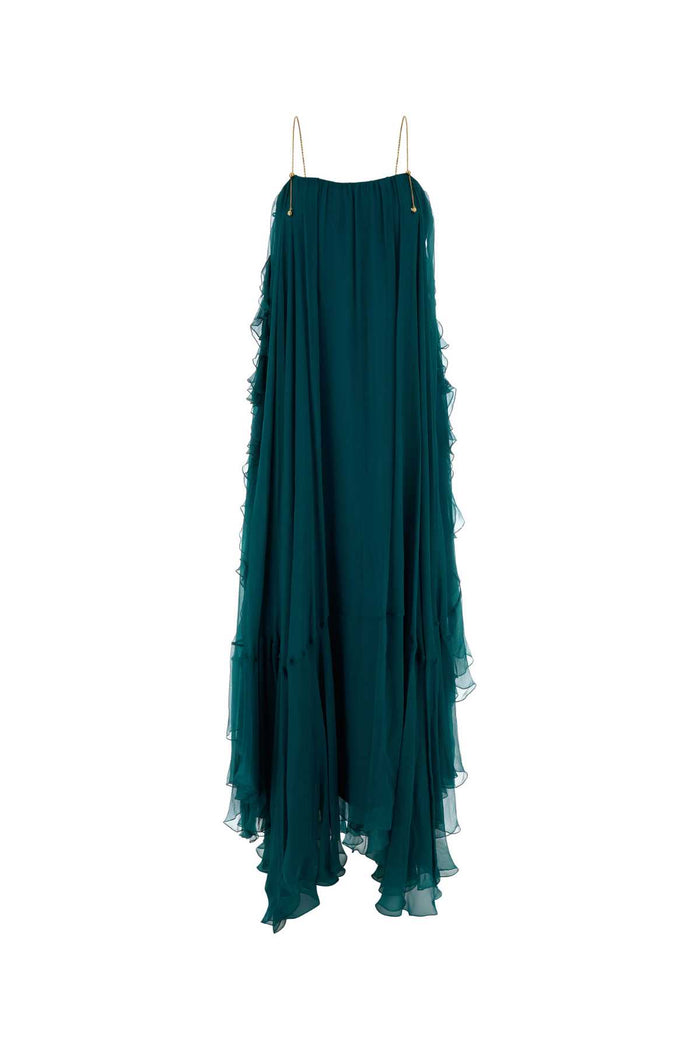 Teal Green Muslin Long Dress Lovelyteal Abiti