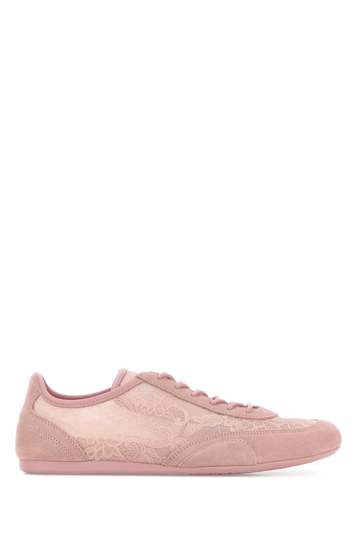 Pink Lace And Suede Sunny Sneakers Vrosemix Textile Leather Metal Rubber