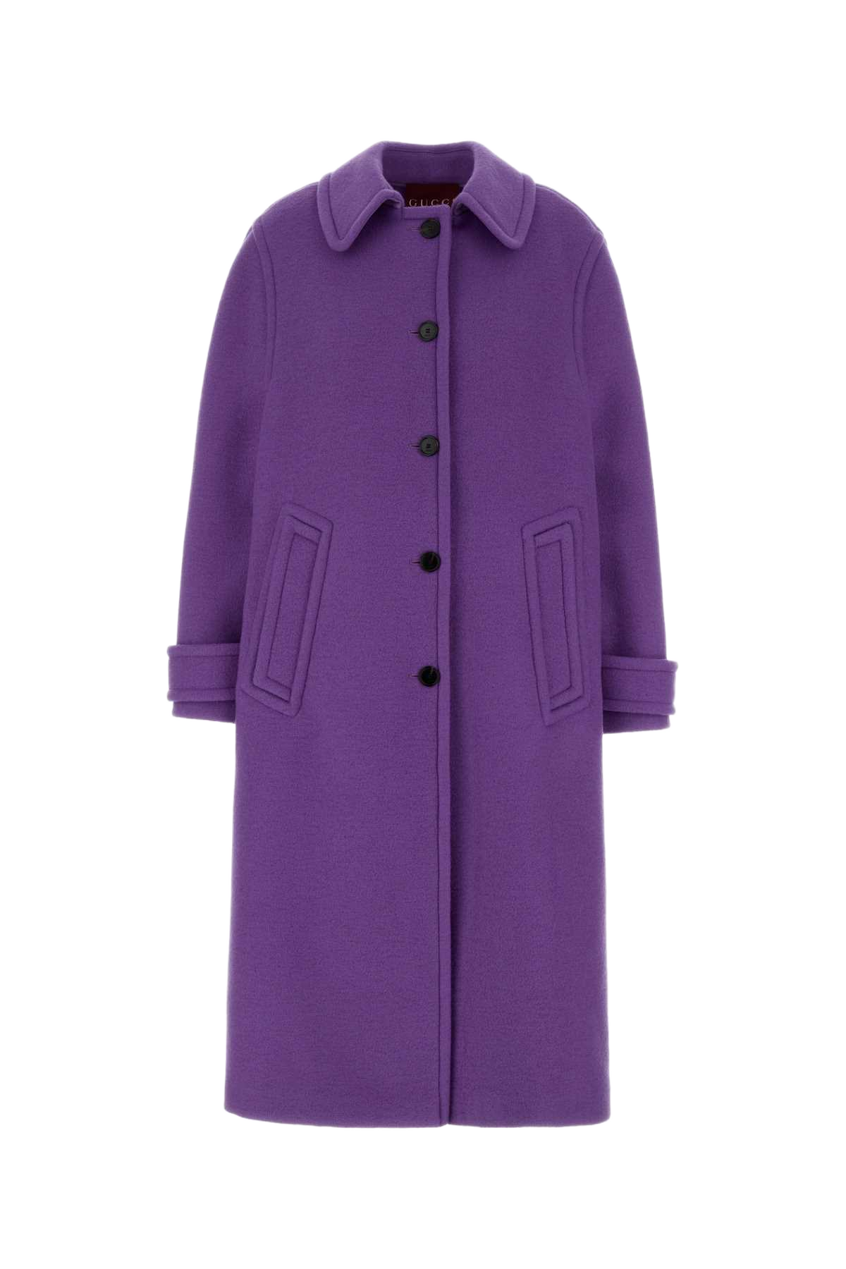 Purple Wool Blend Coat Newmagicpurple Exterior: Cashmere Nylon Cappotti
