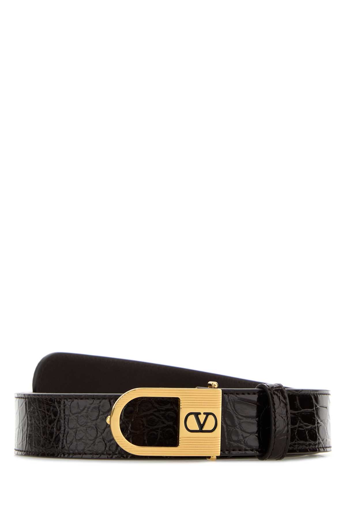 Dark Brown Leather Vlogo Signature Belt Oakbrownnero Cinture