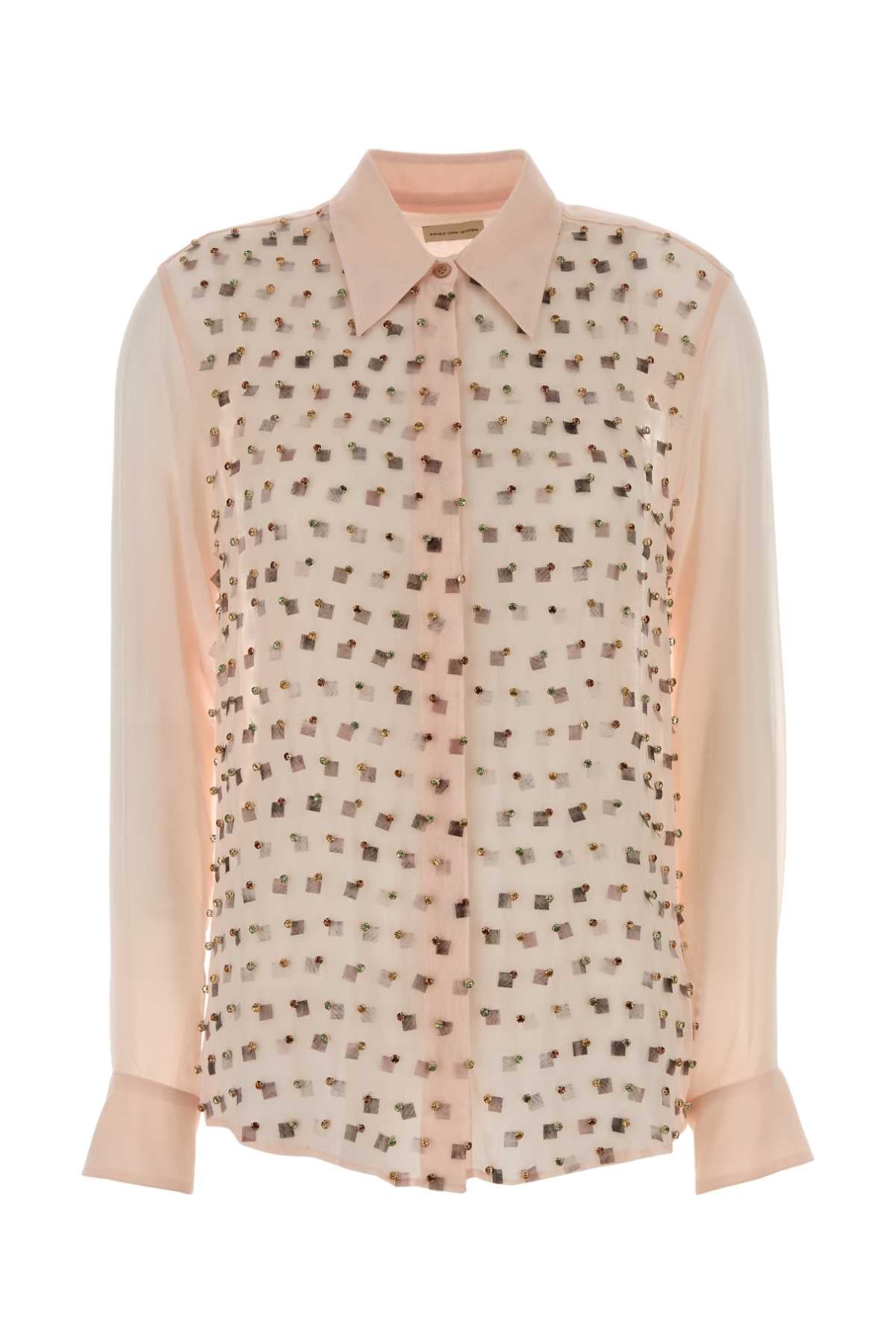 Pastel Pink Viscose Chowy Shirt Blush Exterior: 100& Maglie