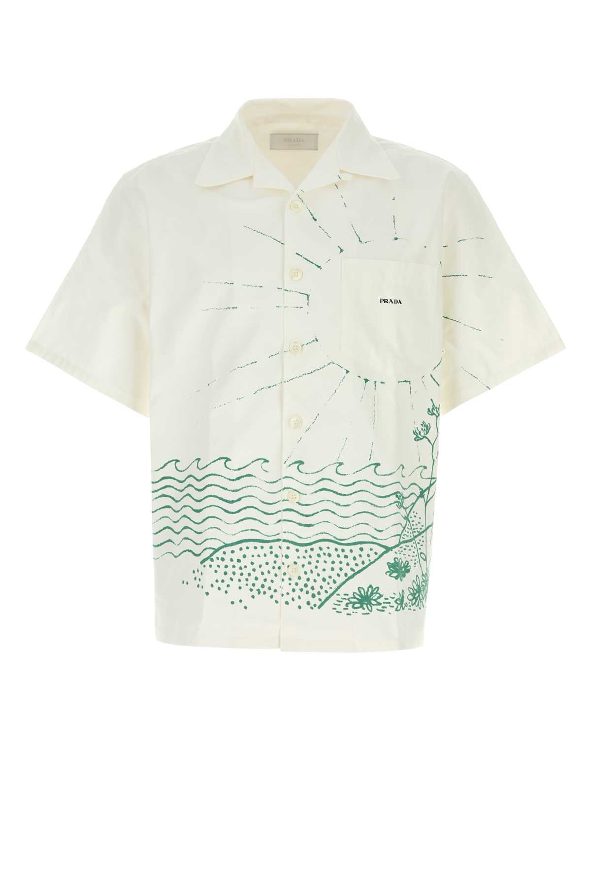 White Poplin Shirt Verde Exterior: Cotton Camicie