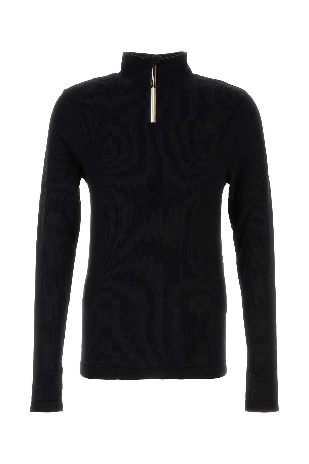 Black Stretch Wool Blend T-Shirt Exterior: Nylon Elastane Maglieria