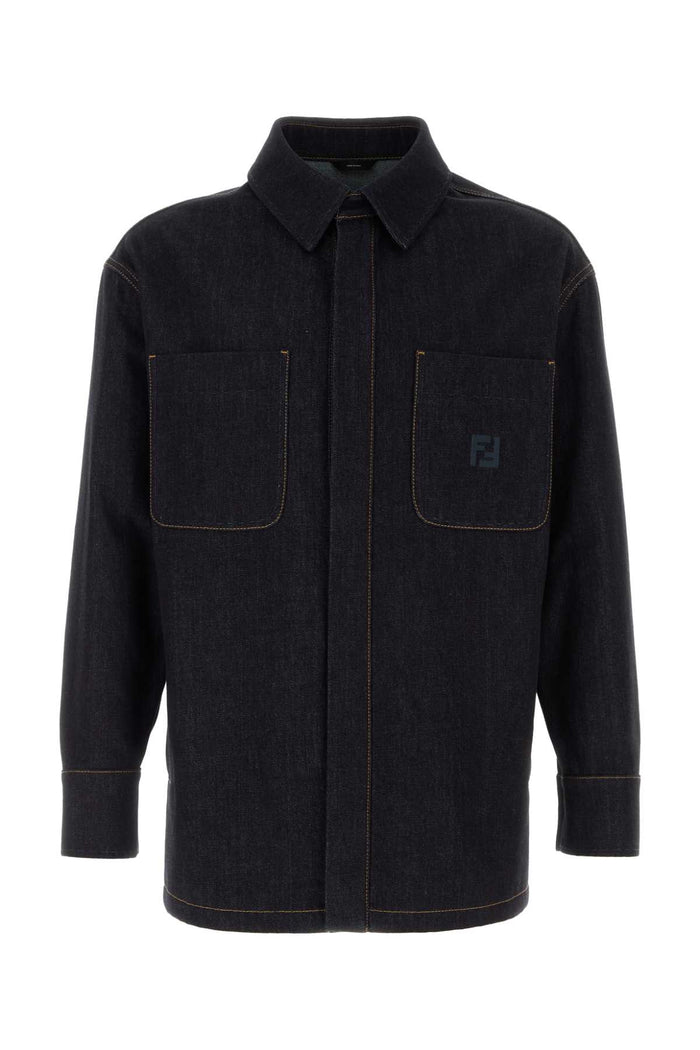 Denim Jacket Indigo Greggio Exterior: Cotton Giubbini