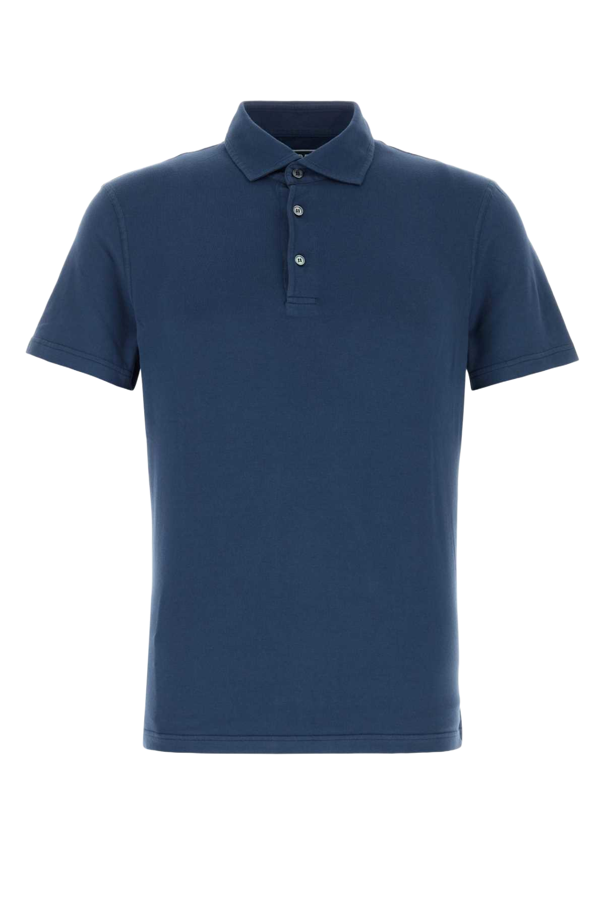 Blue Stretch Cotton Polo Shirt Bluaperto Exterior: Elastane