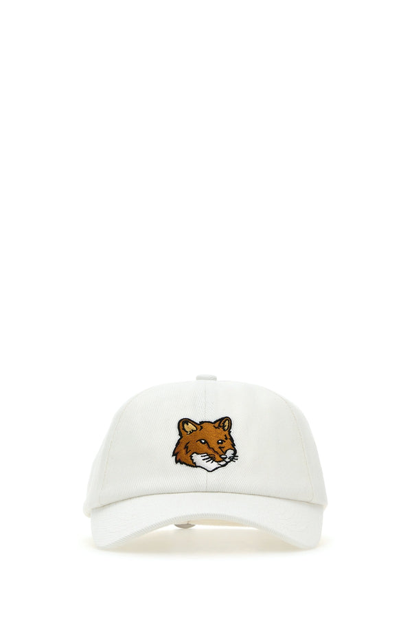 Maison Kitsune MM06103WW0096 100% Cotton baseball cap in white