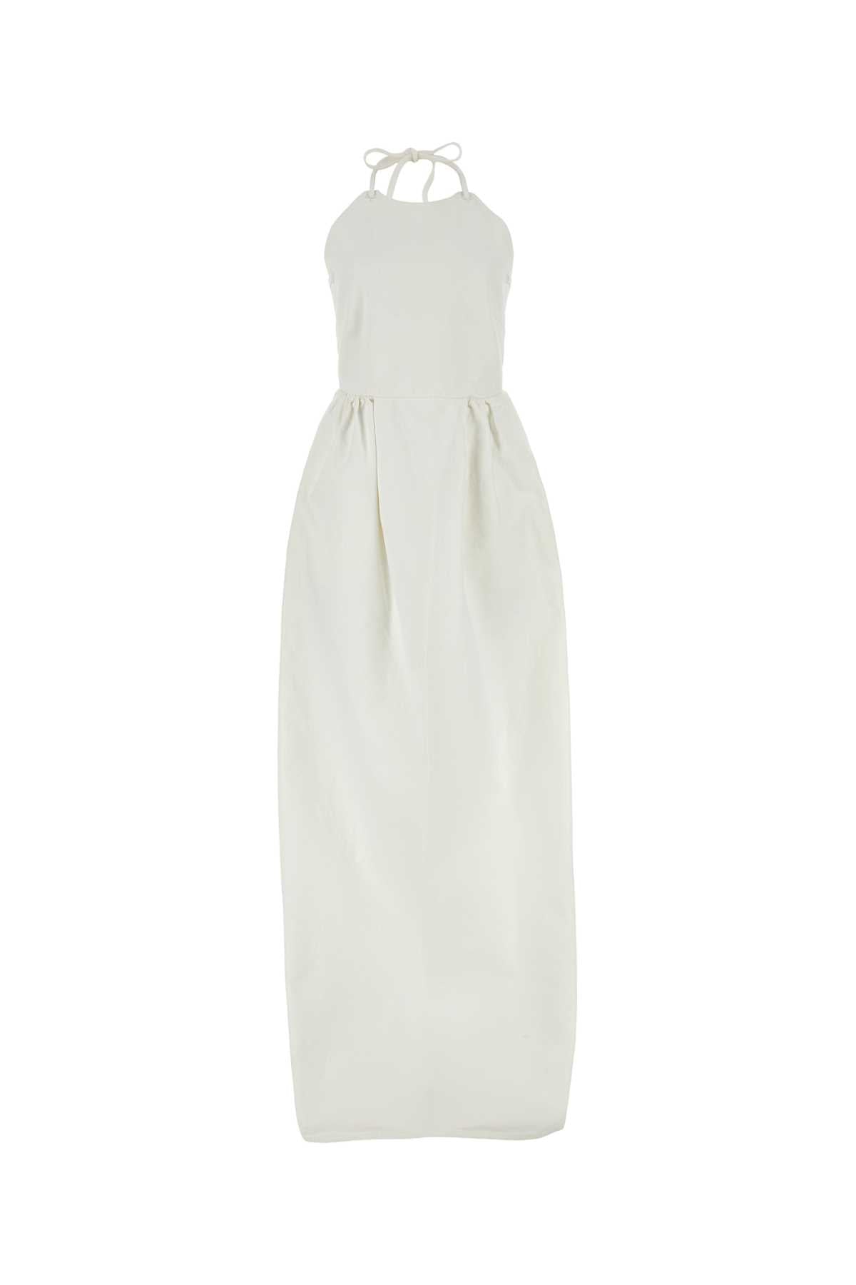 White Denim Europa Dress Bianco Exterior: Cotton Abiti
