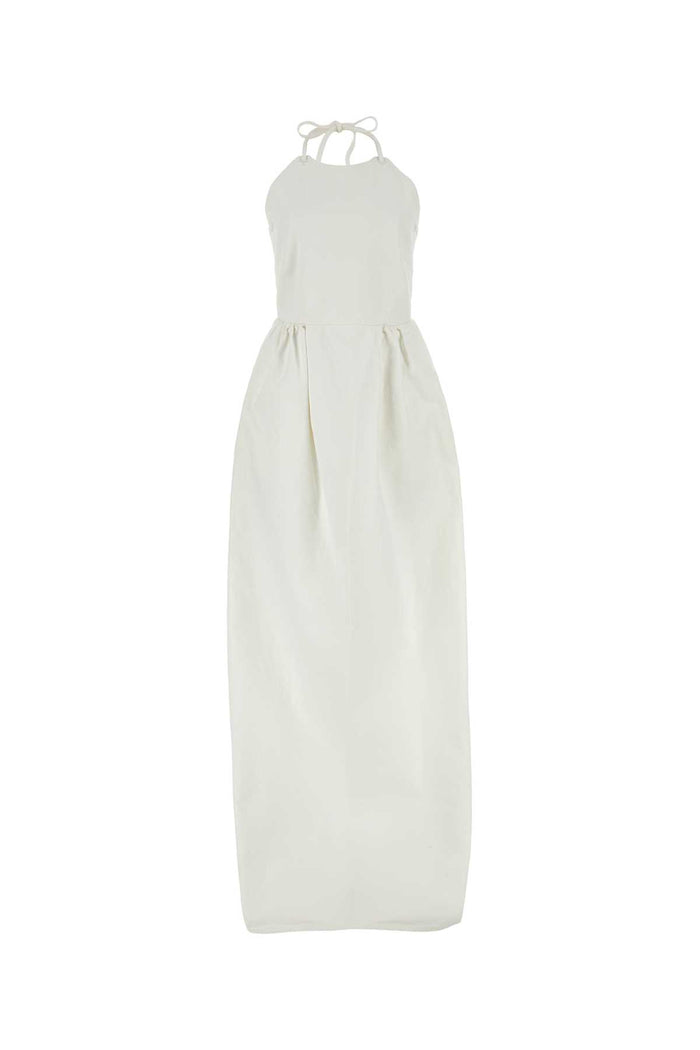 White Denim Europa Dress Bianco Exterior: Cotton Abiti