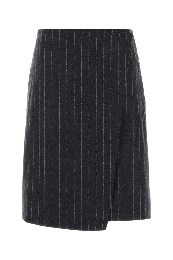 Loulou De Saison Knee 90% Wool skirt in gray