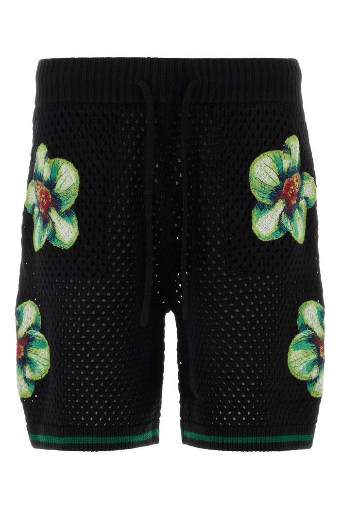 Black Crochet Bermuda Shorts Glitchorchid Exterior: Cotton