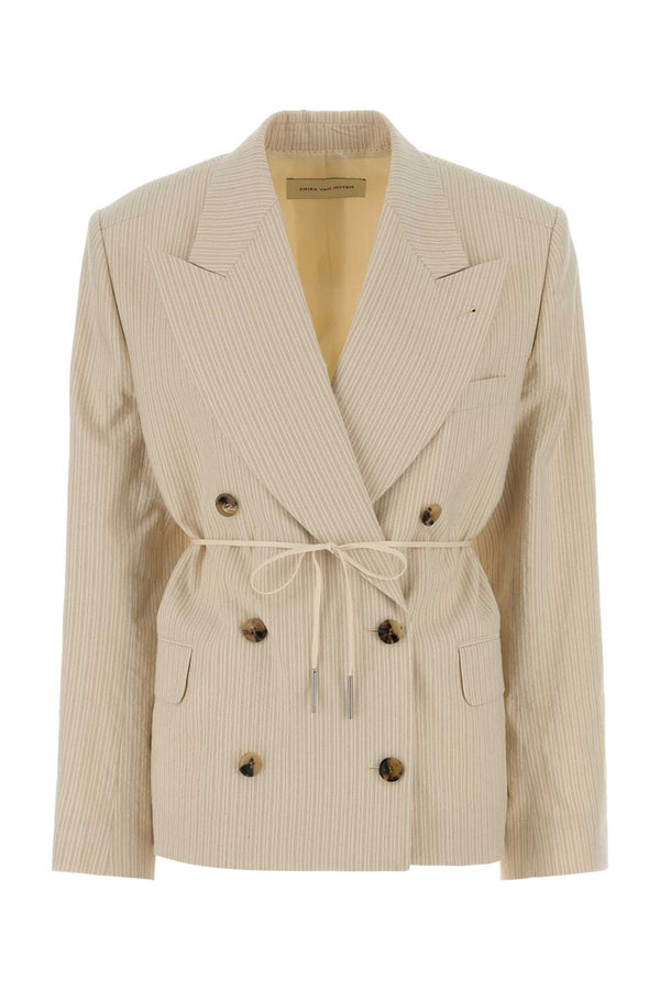 Dries Van Noten Exterior: 76% Cotton 24% Paper; Lining: 100% Viscose blazer in beige