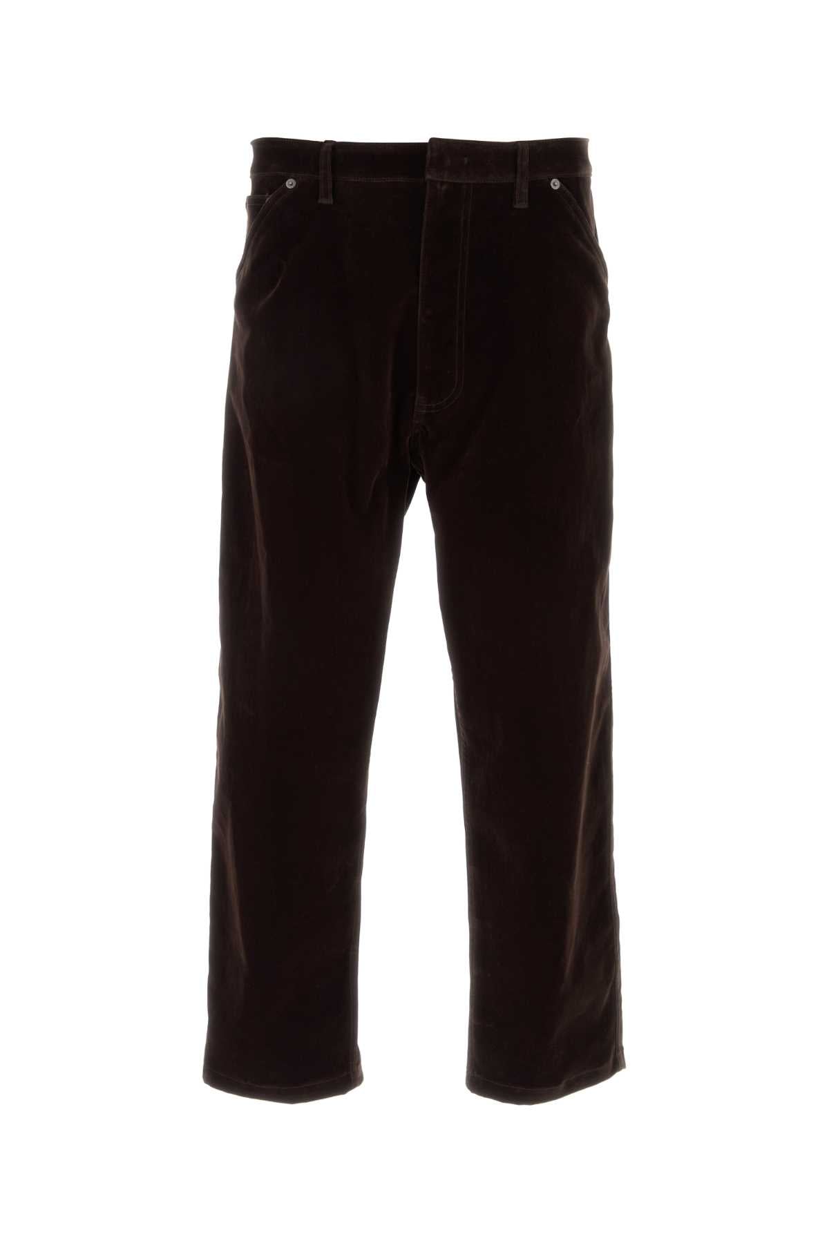 Dark Brown Velvet Denim Pant Darkbrown Pantaloni