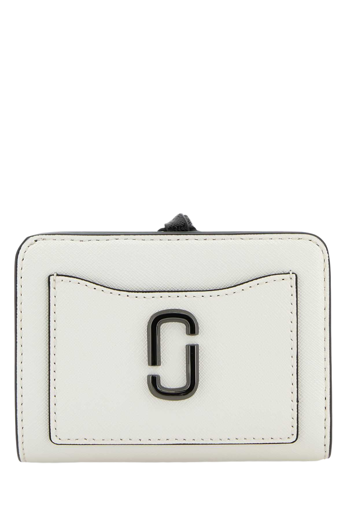 White Leather Mini Utility Snapshot Wallet Blackwhite Portafogli