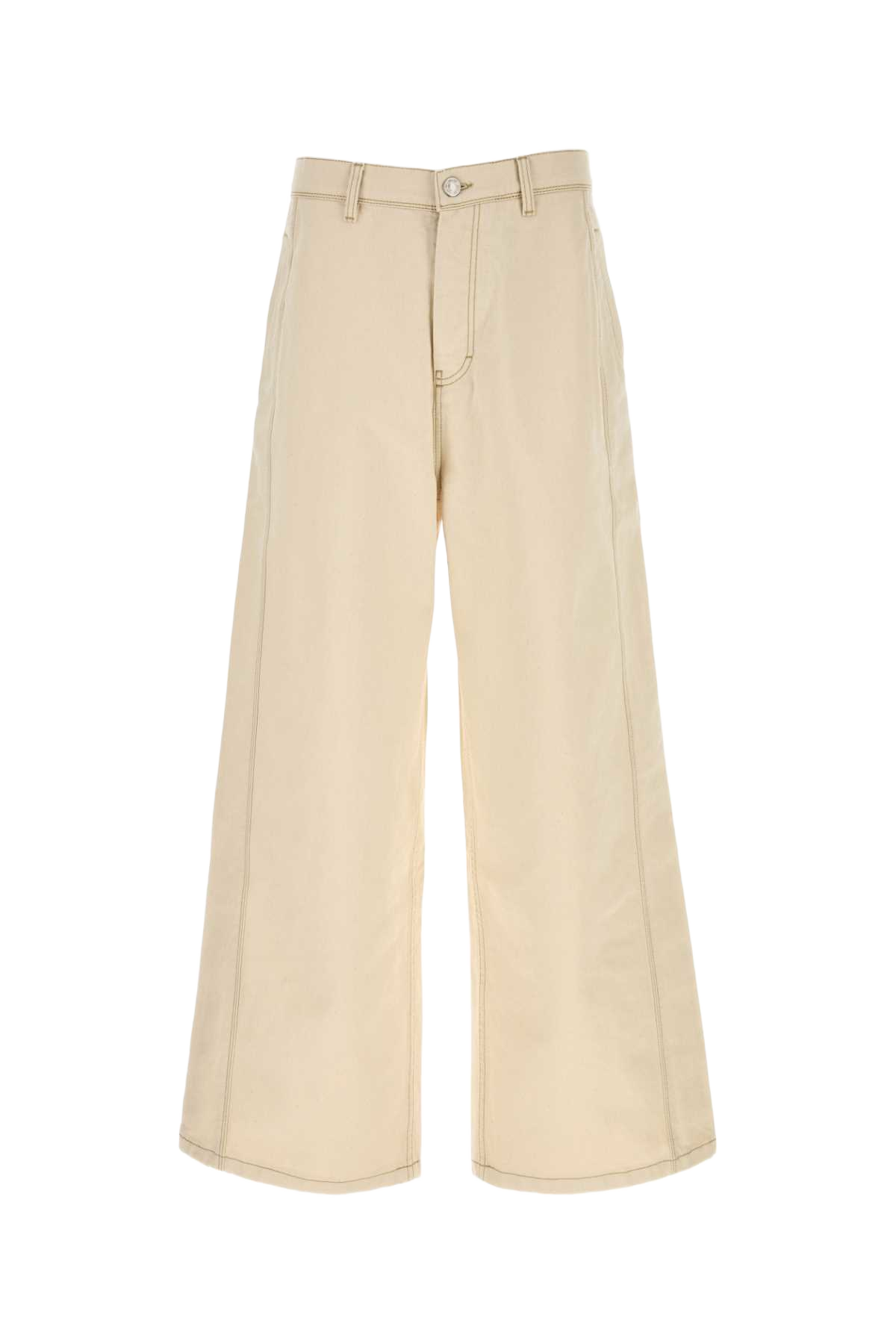 Ivory Denim Wide-Leg Jeans Offwhite Exterior: Cotton Pantaloni