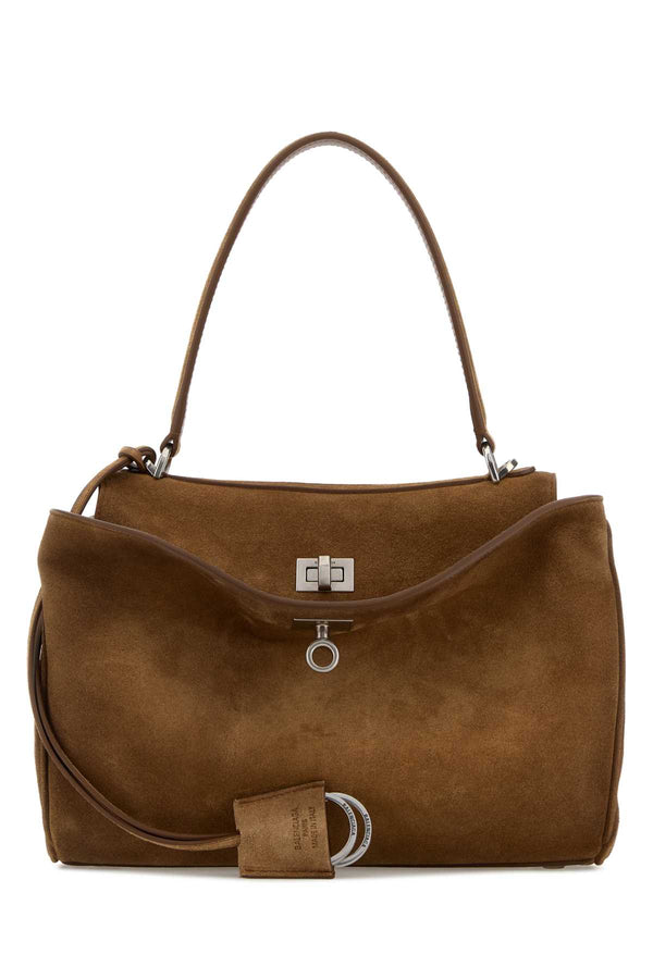 Balenciaga Handle Domesticated calf suede top handle bag in camel