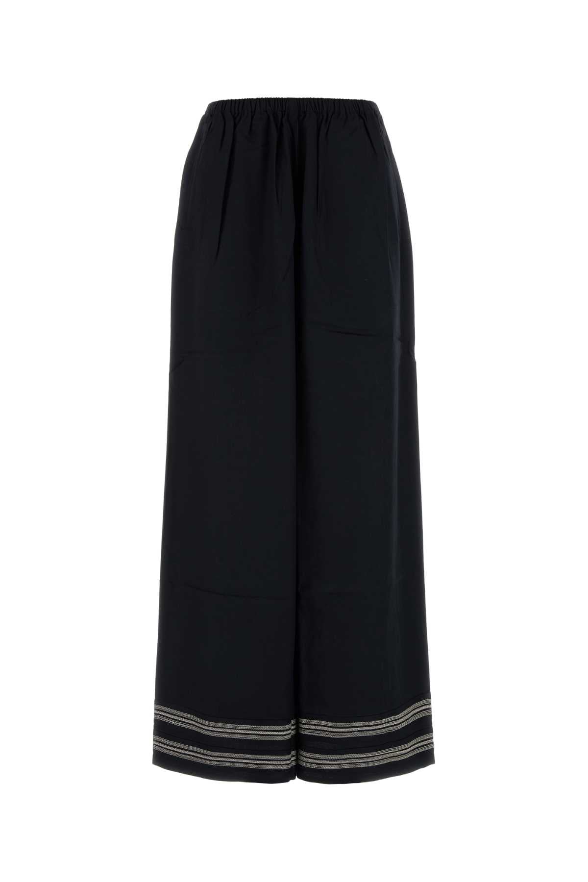 Black Viscose Mathilde Wide-Leg Navycream Exterior: Pantaloni