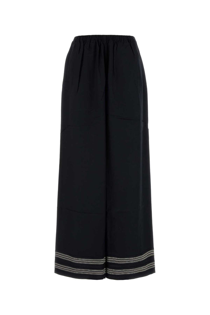 Black Viscose Mathilde Wide-Leg Navycream Exterior: Pantaloni