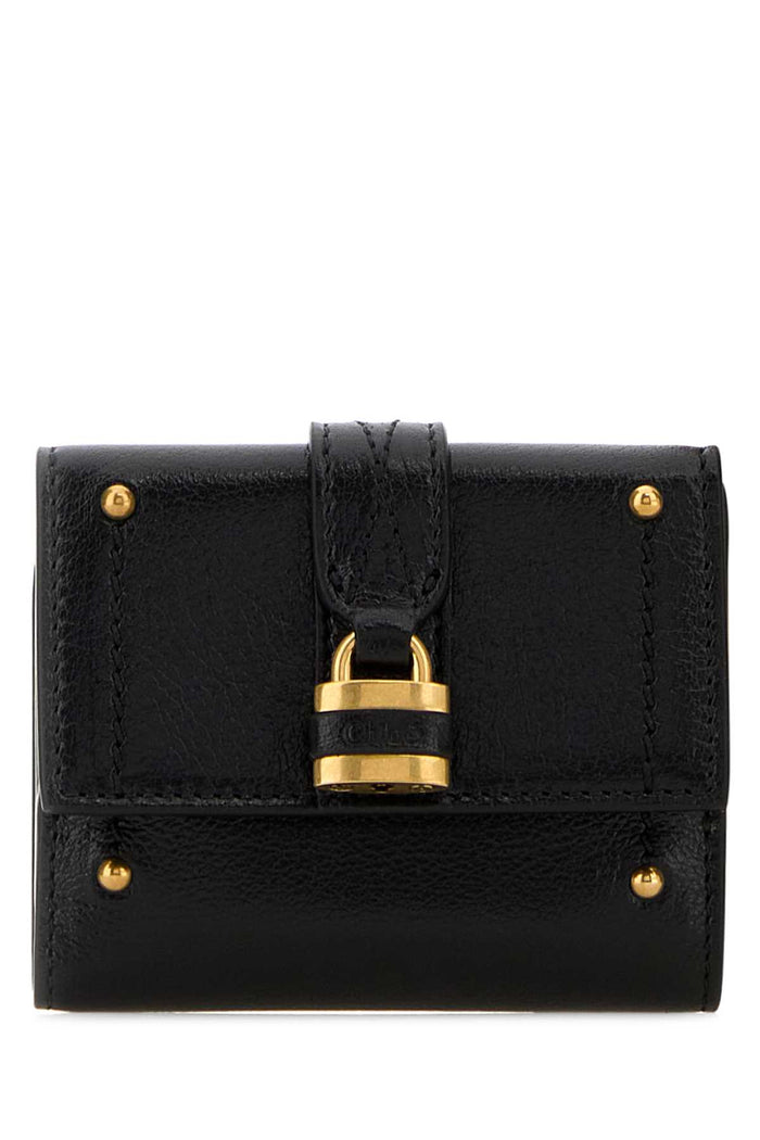 Black Leather Mini Paddington Wallet Portafogli
