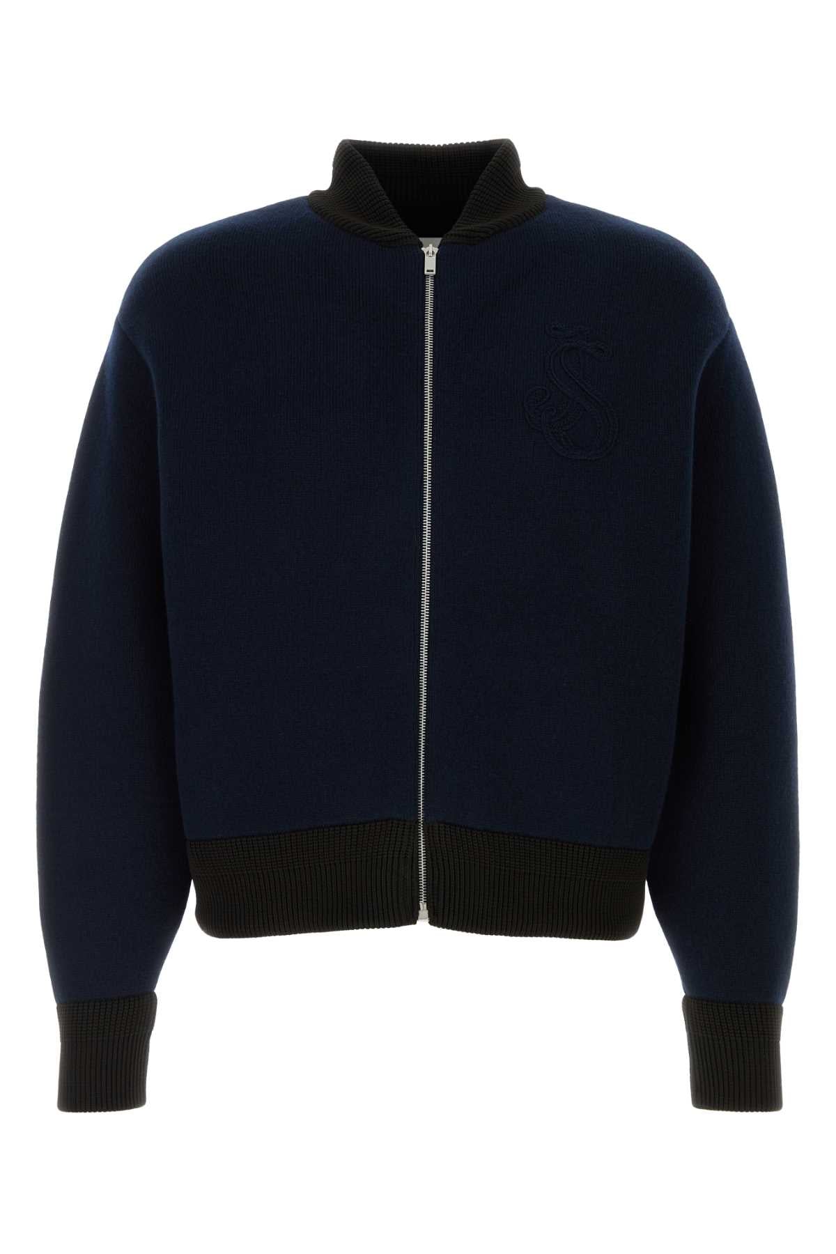 Dark Blue Wool Blend Cardigan Nightfall Lana Polipropilenica Maglieria