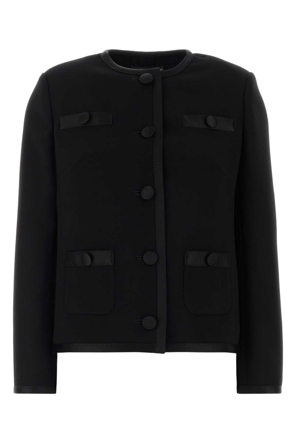 Black Wool Blend Blazer Nero Giacche E Gilet