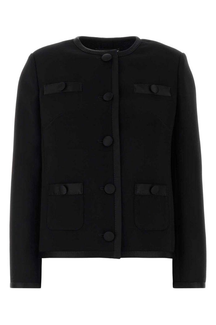 Black Wool Blend Blazer Nero Giacche E Gilet