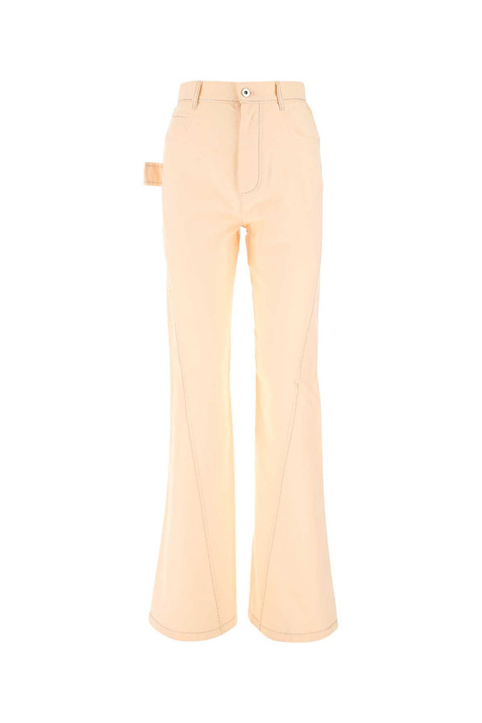 Peach Cotton Wide Leg Pant Pink Exterior: Pantaloni