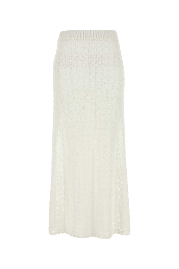 White Crochet Skirt Egret Exterior: Viscose Nylon Gonne