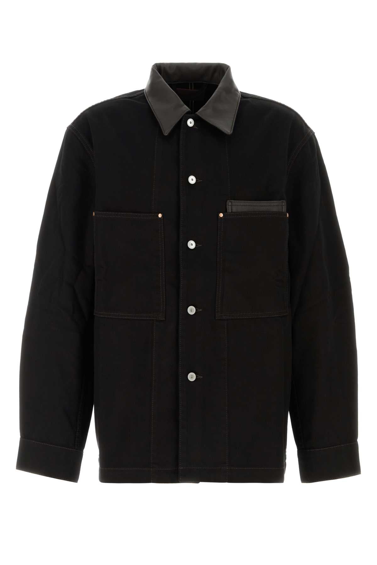 Black Denim Shirt Exterior: Cotton Giacche E Gilet