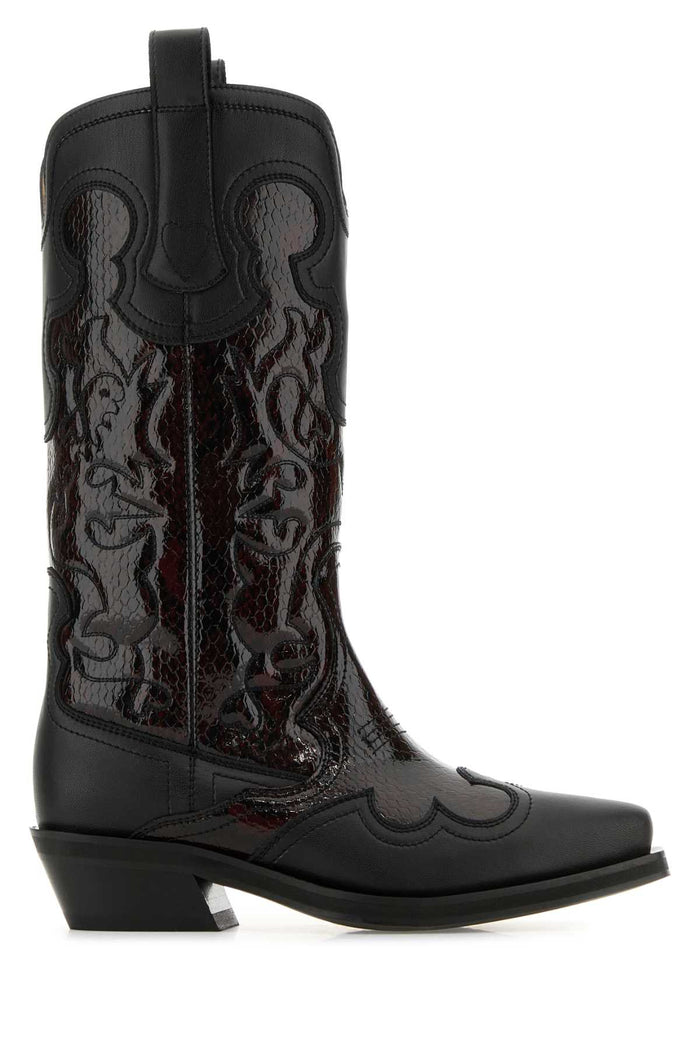 Black Leather Boots Blackdarkburgundy Stivali