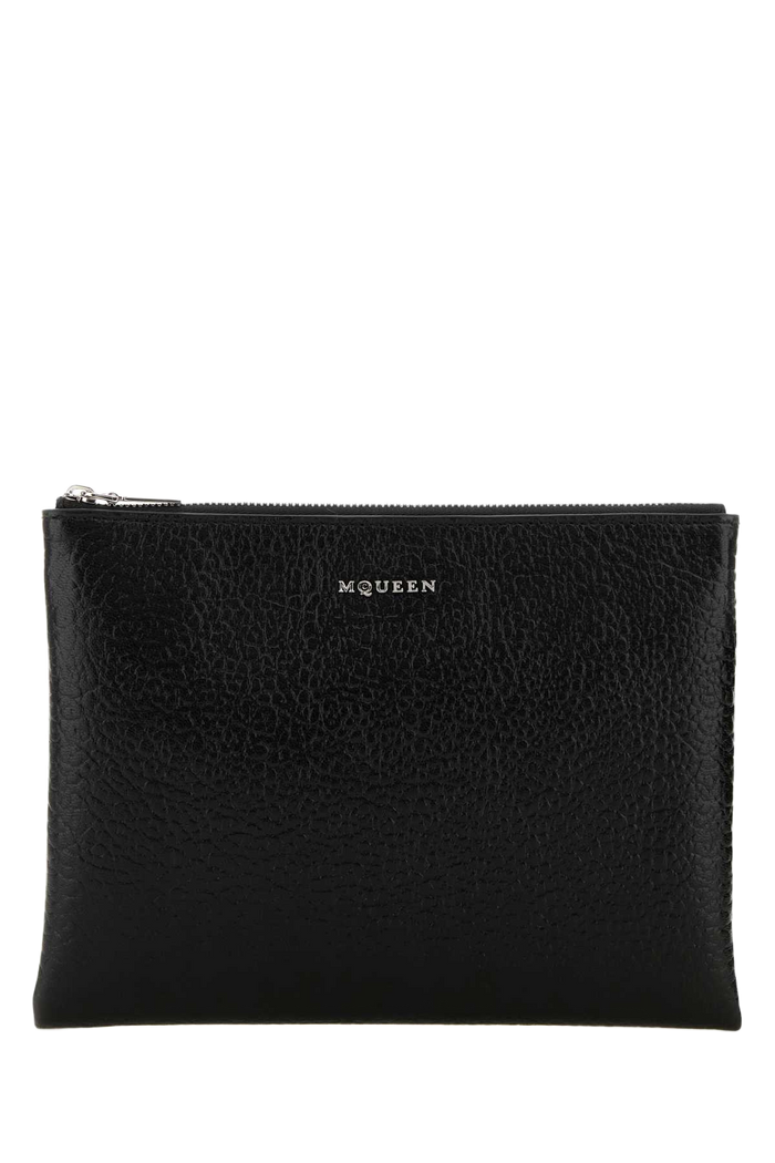 Black Leather Pouch Blacksilver Beauty Case