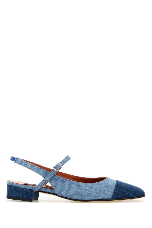 Carel Paris Slingback Exterior: 100% Fabric; Interior: 100% Leather; Sole: Leather slingback flat in blue