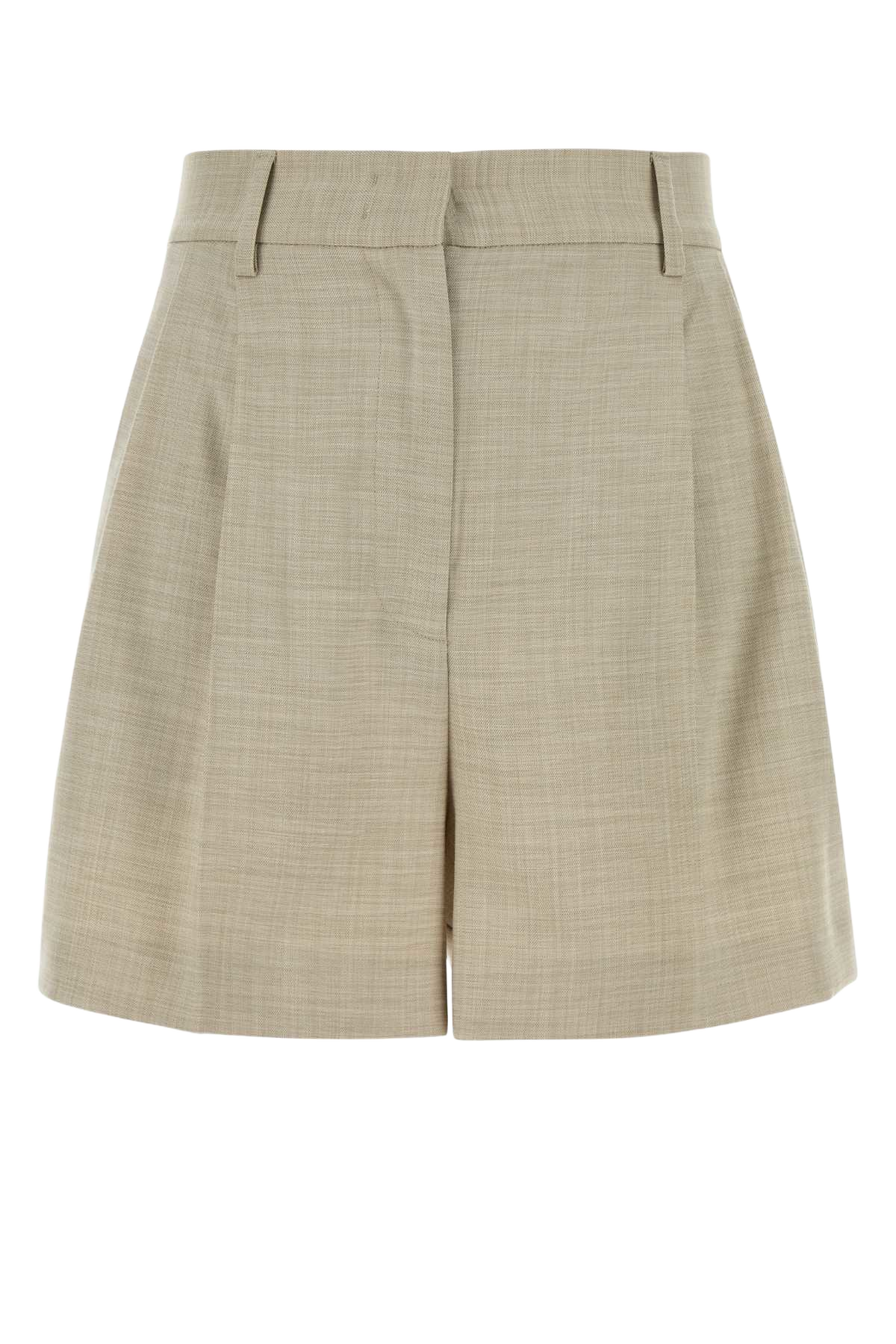 Melange Sand Stretch Twill Masha Shorts Ivory