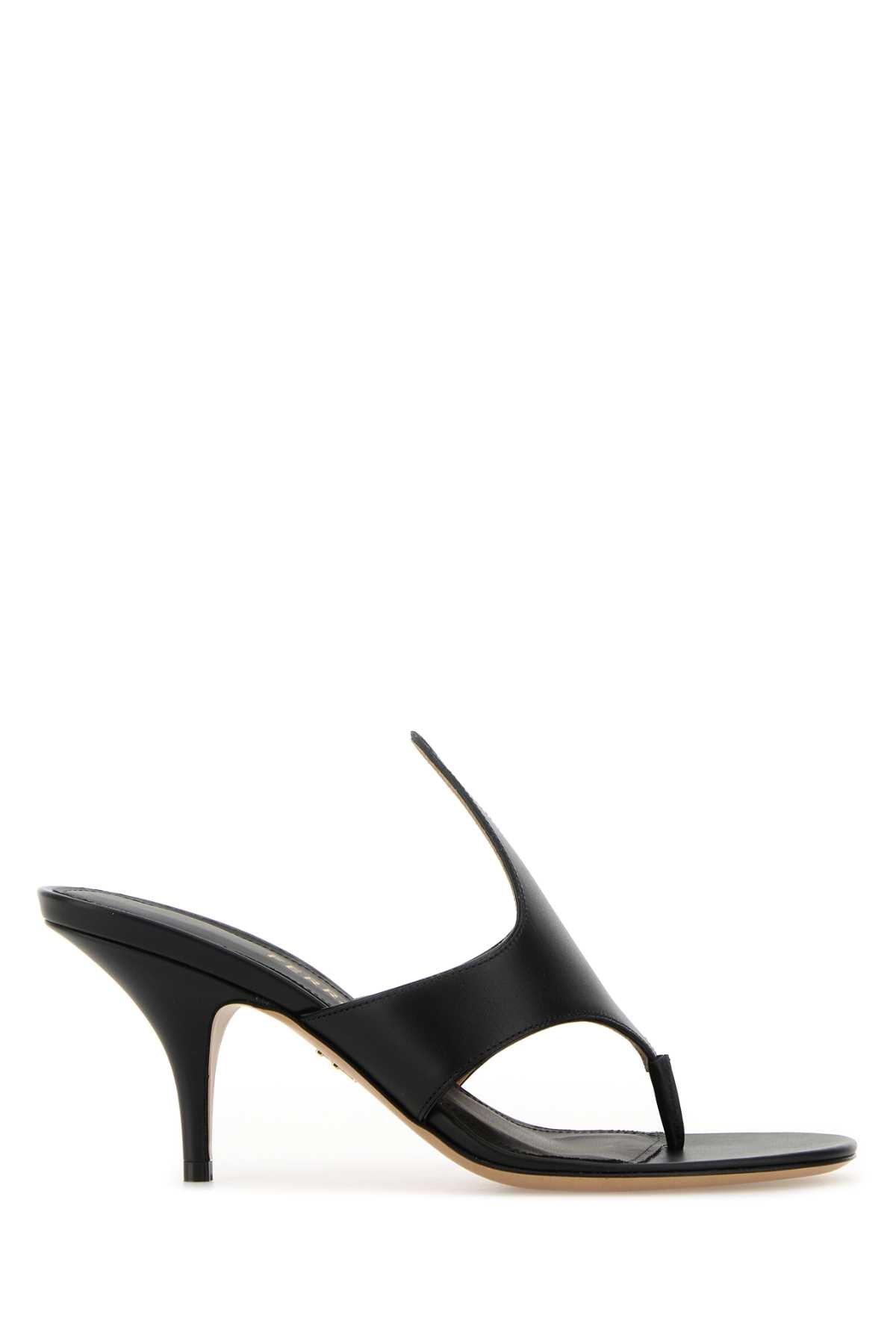 Black Leather Lyrai Thong Mules Nerbisner Sandali