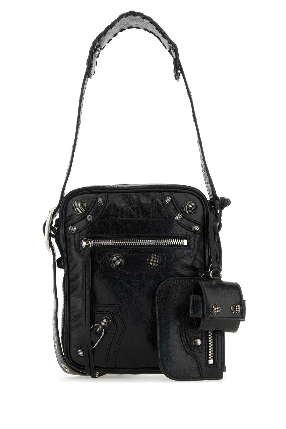 Black Leather Le Cagole Men Crossbody Bag 1000 P Domesticated Lamb Borse A Tracolla
