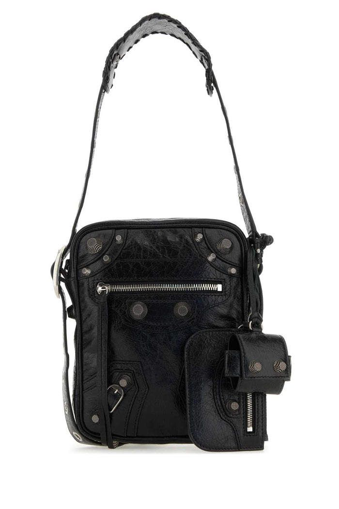 Black Leather Le Cagole Men Crossbody Bag 1000 P Domesticated Lamb Borse A Tracolla