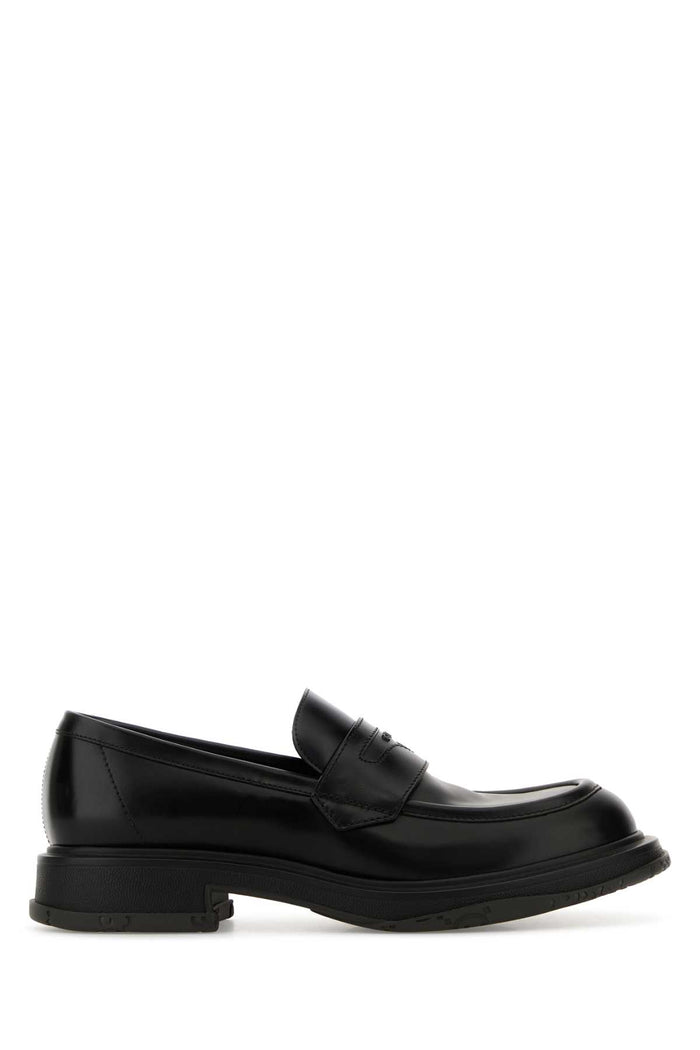 Black Leather Loafers Blackblackblack Calf Skin Mocassini