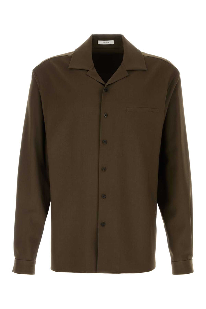 Khaki Wool Kanta Shirt Sepiakhaki Exterior: Camicie