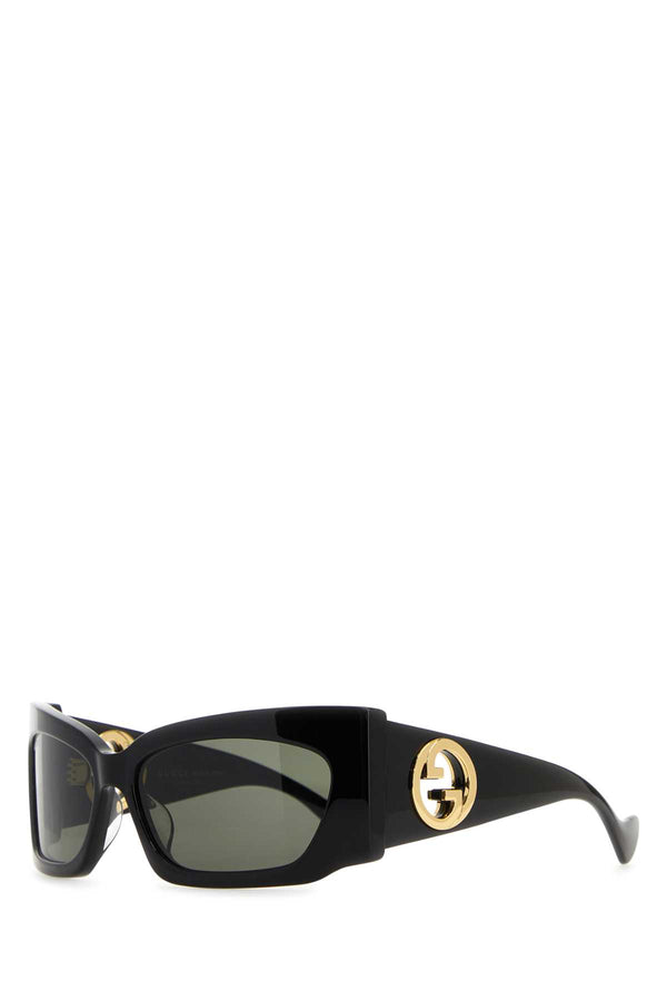 Gucci Sole 100% Acetate (frame); Gold finishing sunglasses in black