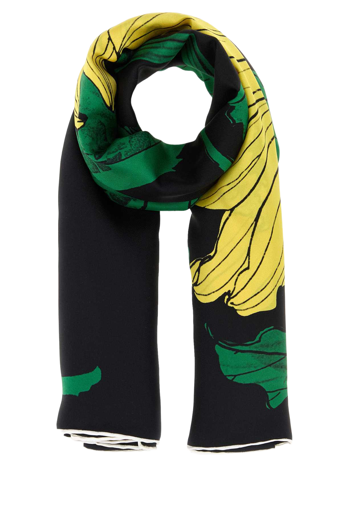 Printed Silk Foulard Blackyellow Fabric Sciarpe E
