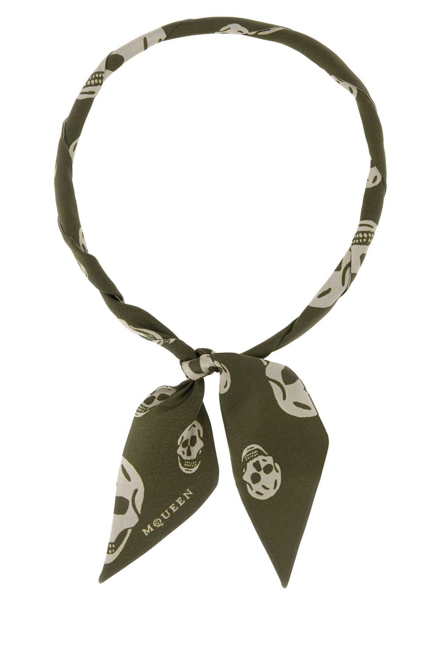 Alexander McQueen Skinny 100% Silk scarf in green