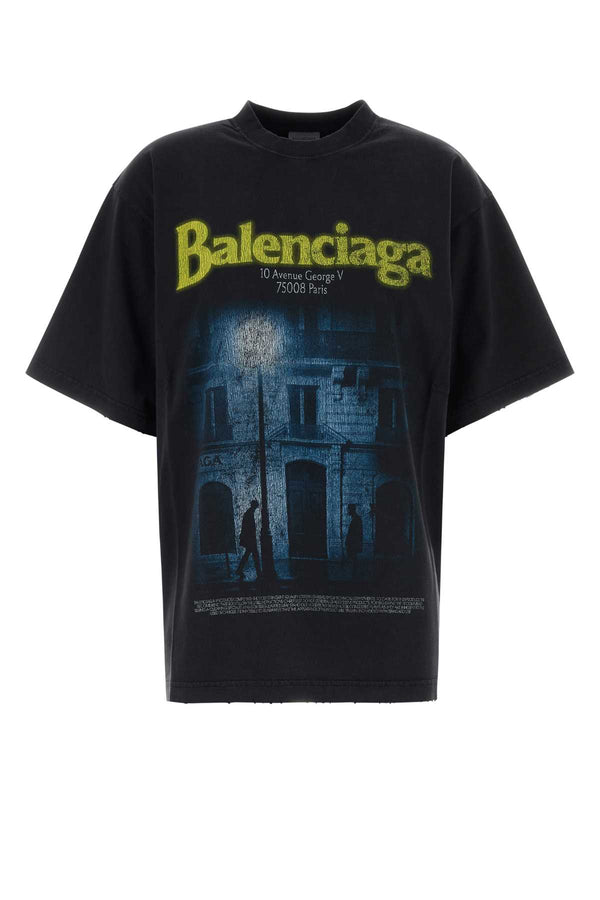 Slate Cotton T-Shirt Faded Washed Black Exterior